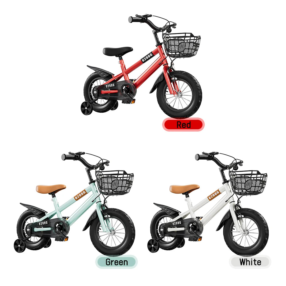 Kids Beginner Bike Adjustable Seat with Training Wheels