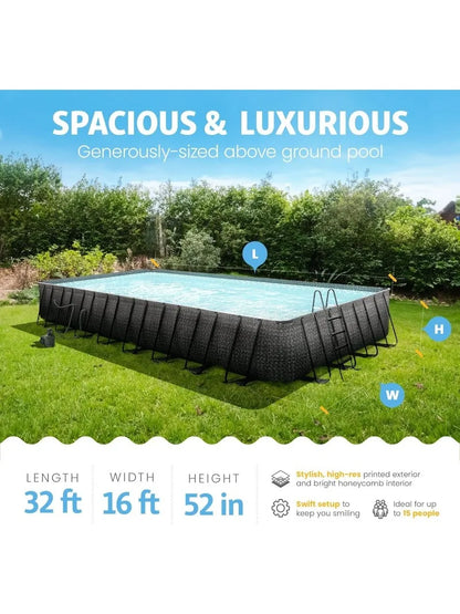 Rectangular above Ground Swimming Pool w/ accessories