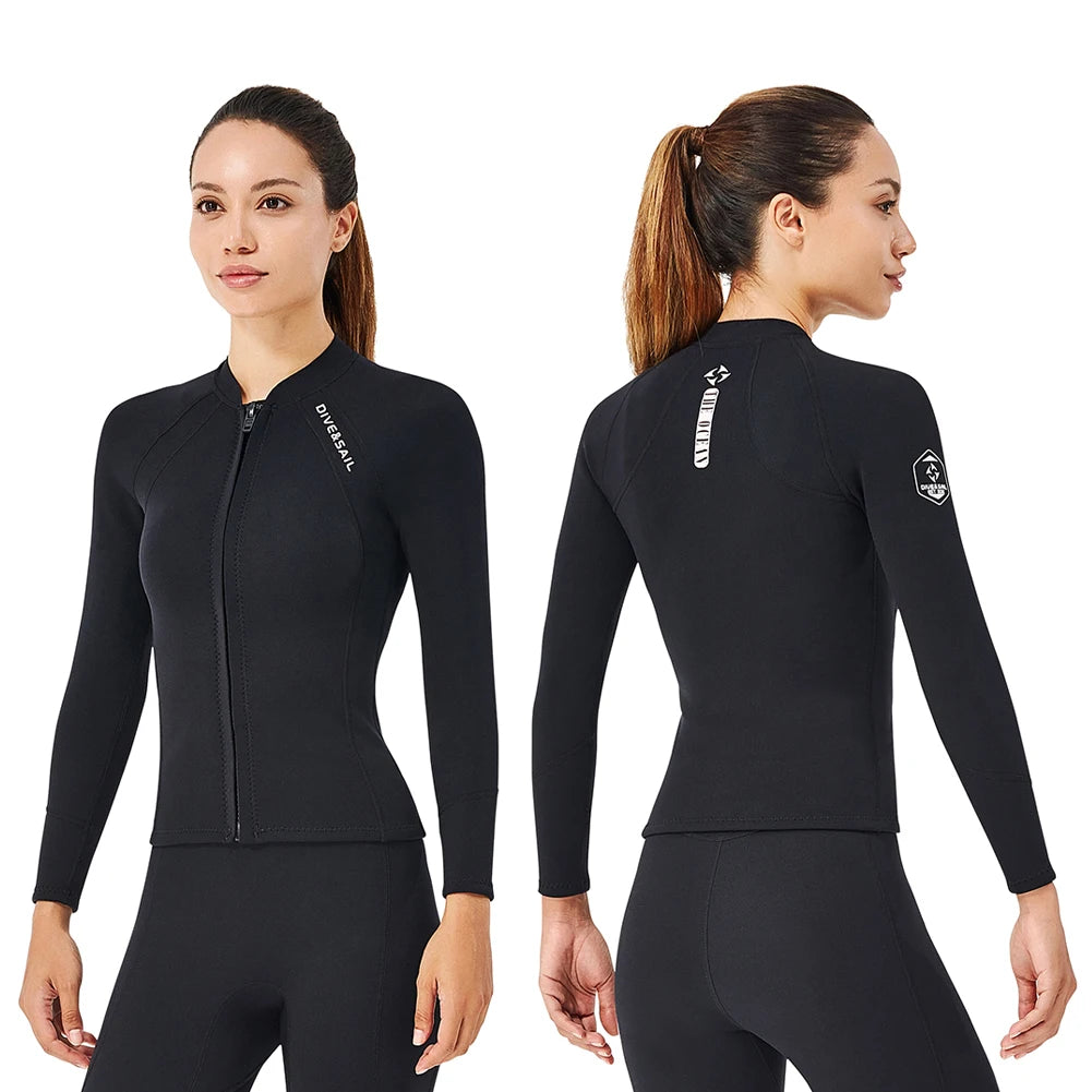 2mm Neoprene Diving wetsuit for Women Split Body Jacket Pants Long Sleeve