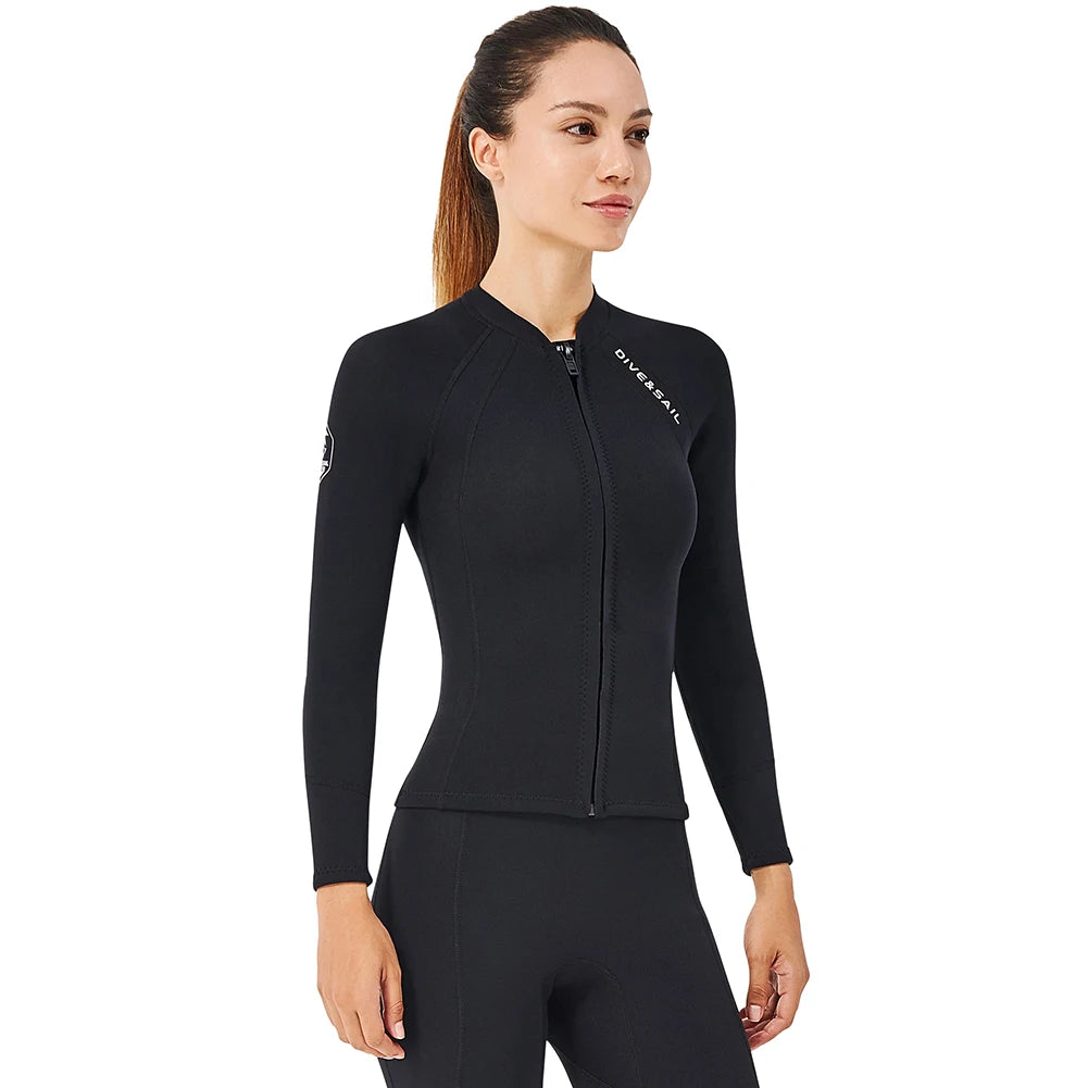 2mm Neoprene Diving wetsuit for Women Split Body Jacket Pants Long Sleeve