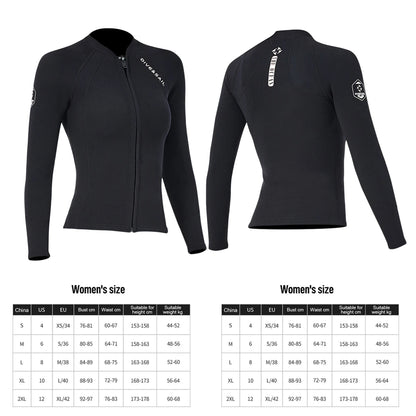 2mm Neoprene Diving wetsuit for Women Split Body Jacket Pants Long Sleeve