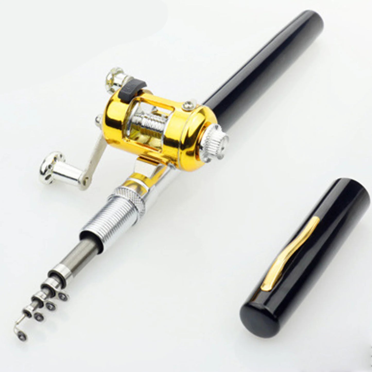 Portable Mini Telescopic  Fishing Pole with Reel Wheel