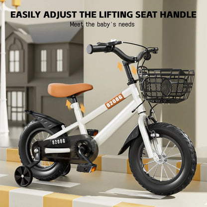 Kids Beginner Bike Adjustable Seat with Training Wheels