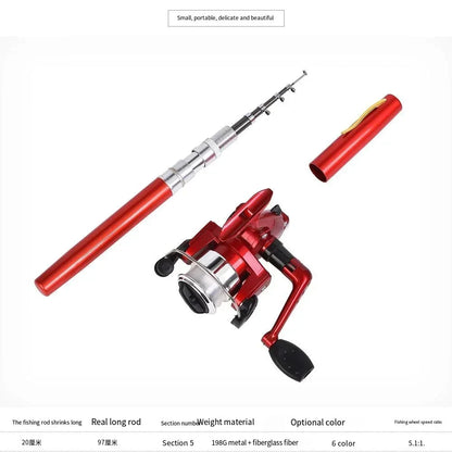 Portable Mini Telescopic  Fishing Pole with Reel Wheel