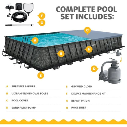 Rectangular above Ground Swimming Pool w/ accessories