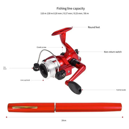 Portable Mini Telescopic  Fishing Pole with Reel Wheel