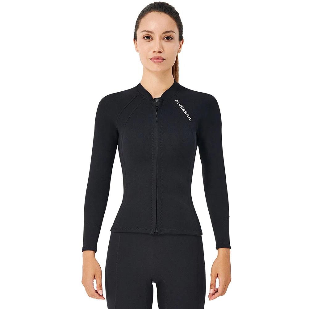 2mm Neoprene Diving wetsuit for Women Split Body Jacket Pants Long Sleeve