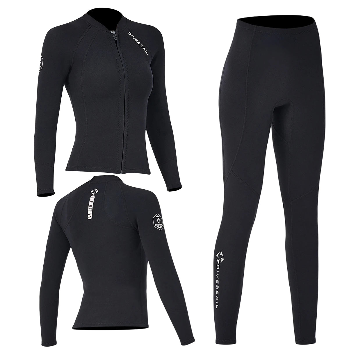 2mm Neoprene Diving wetsuit for Women Split Body Jacket Pants Long Sleeve