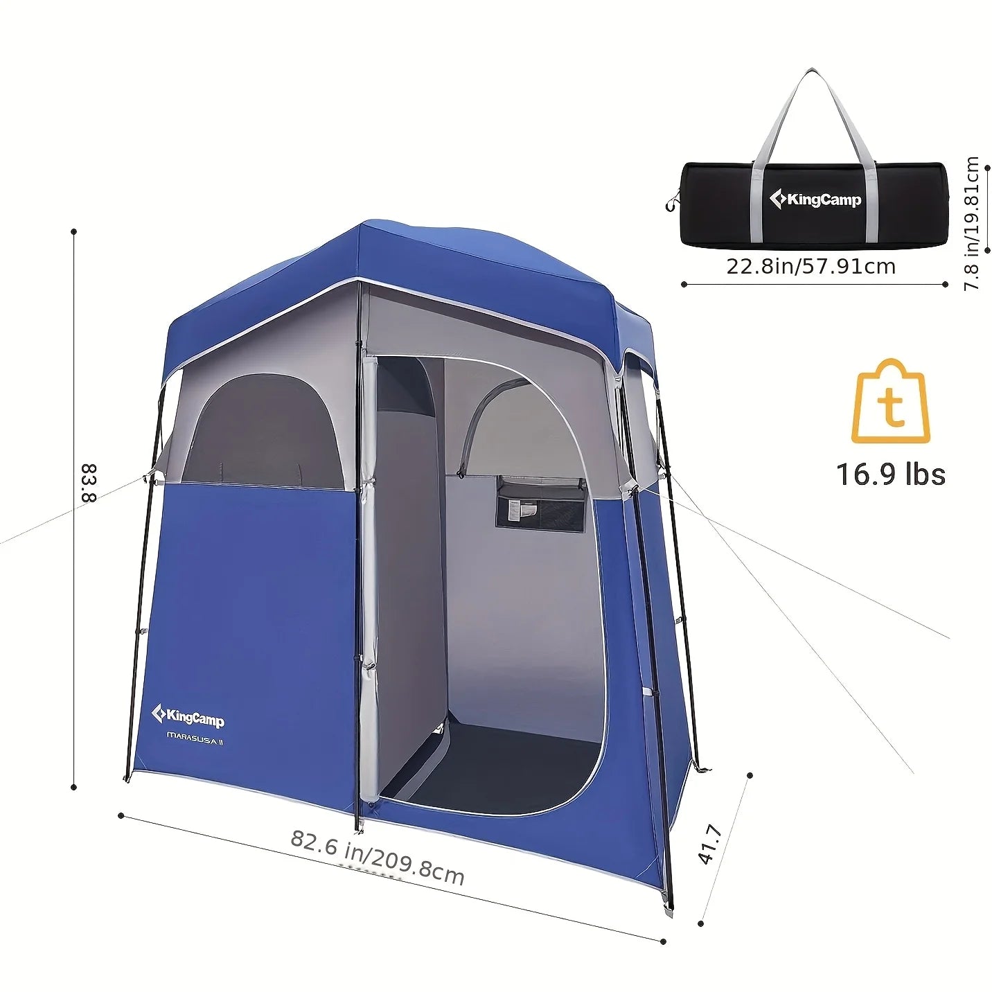 Portable Toilet Tent and privacy shower With Carry Bag